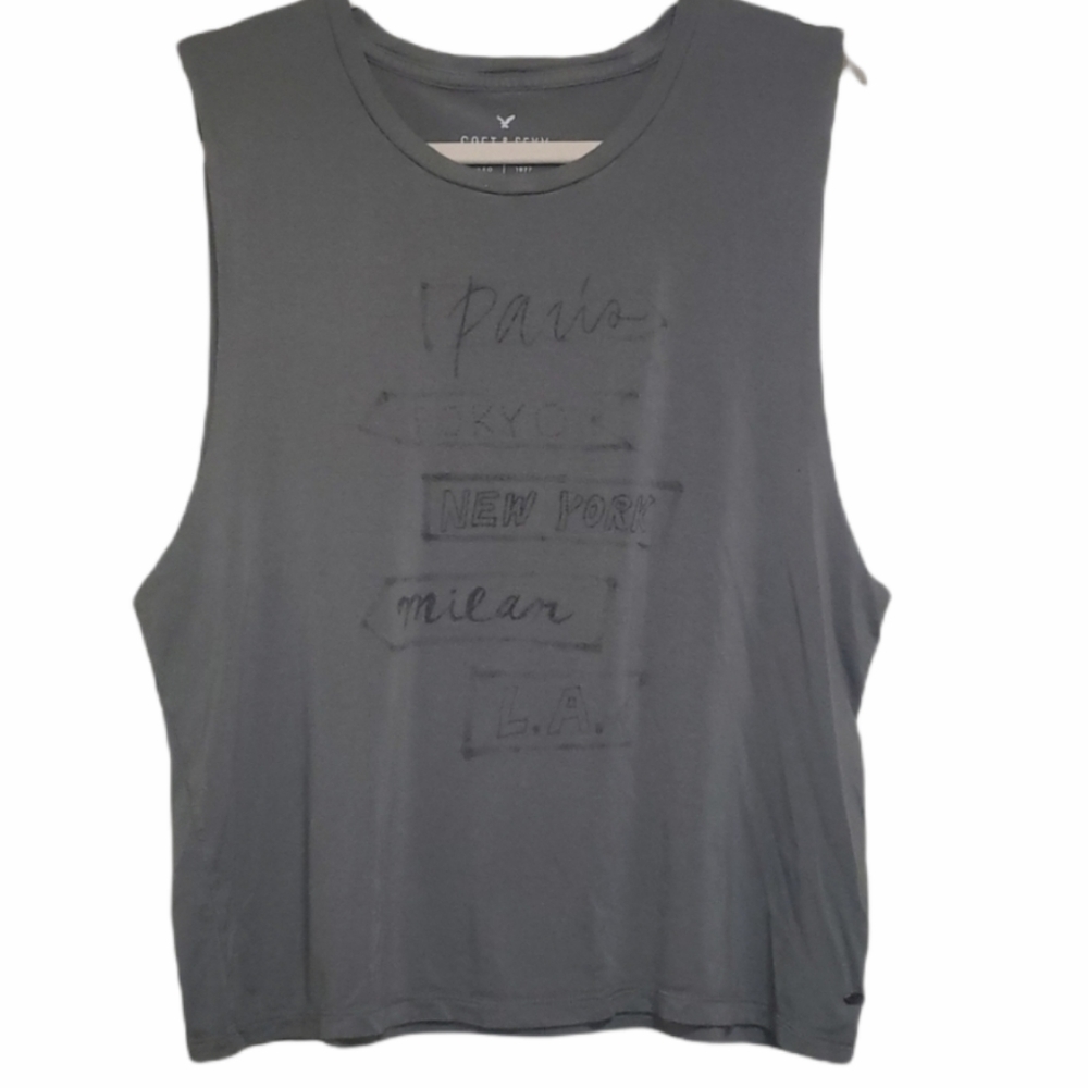 American Eagle Soft & Sexy Sleeveless CITY Tee sz M